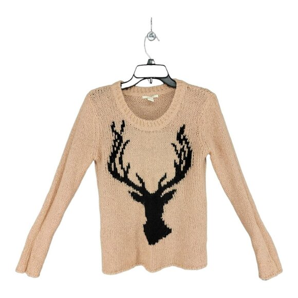 Forever 21 Womens Sweater Buck Deer Stag Mohair Small Peach Casual Holiday - Picture 1 of 8